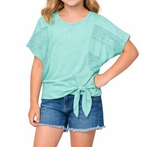 Kids Mint Tie-Front Tee